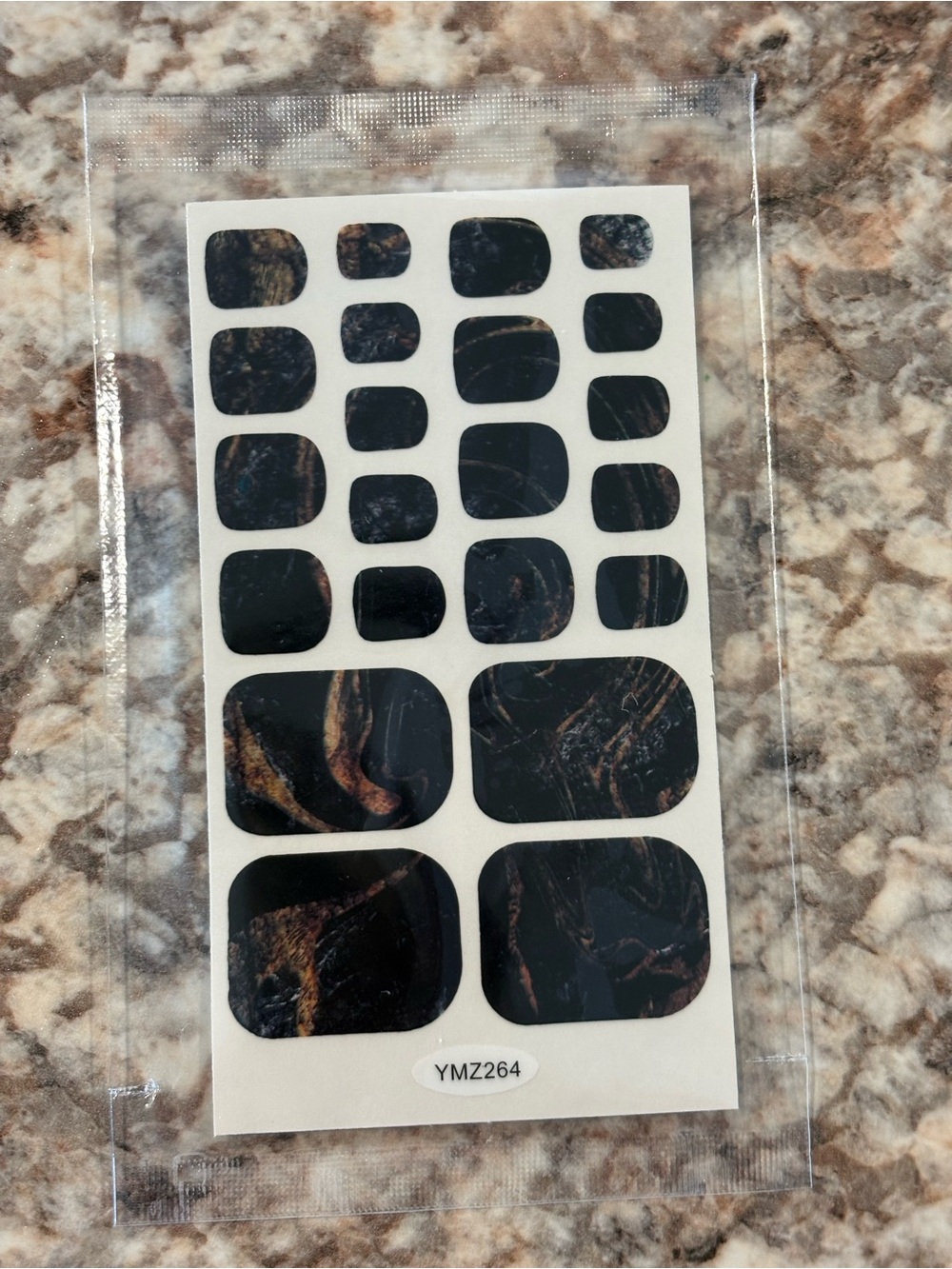 Black Marble Toe Nail Stickers -